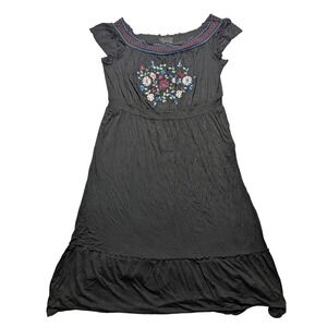 Lane Bryant Black Floral Embroidered Boho Maxi Dress Plus Size 26/28 NEW
